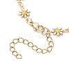Brass Enamel Daisy Flower Link Chain Bracelet Making AJEW-JB01438-01-4