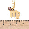 304 Stainless Steel Glass Drill Birth Stone Constellation Pendant Necklaces STAS-D305-08G-F-2