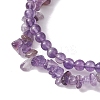 Chip & Round Natural Amethyst Beaded Stretch Bracelets for Women BJEW-JB10189-03-4