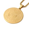 Flat Round 201 Stainless Steel Menorah with Star of David Pendant Necklaces for Women and Men LS-NJEW-F324-07G-1
