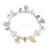 Dyed Natural Mixed Stone & Glass Beaded Stretch Bracelet with Flower Charms BJEW-JB10176-04-1