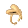 304 Stainless Steel Open Cuff Ring for Women RJEW-M049-05G-03-2