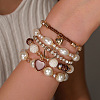 5Pcs 5 Styles Crystal Rhinestone & Plastic Pearl & Glass Beads Stretch Bracelets FS-WG170EC-01-2