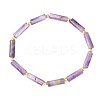 Natural Amethyst Column Beaded Stretch Bracelets with Brass Beads WH3970-5
