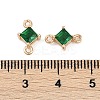 Brass Pave Glass Rhombus Links Connector Charms GLAA-Q088-001F-3