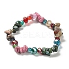 3Pcs Bohemia Style Natural Turquoise & Glass Beaded Stretch Bracelets for Women BJEW-S178-03-2