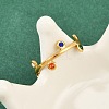 304 Stainless Steel Rhinetsone Open Cuff Rings for Women X-RJEW-K301-07G-01-2