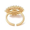 Clear Cubic Zirconia Horse Eye Open Cuff Ring with Acrylic Pearl Beaded RJEW-P032-13G-3