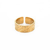 Ion Plating(IP) 304 Stainless Steel Rhombus Grooved Open Cuff Ring for Women RJEW-S405-212G-1