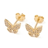 Clear Cubic Zirconia Butterfly Stud Earrings LS-EJEW-G351-01G-1