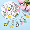 15Pcs 5 Colors Resin Enamel Smiling Face Pendant Decorations HJEW-YW00165-5