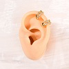 Brass Micro Pave Clear Cubic Zirconia C-Shaped with Heart Cuff Earrings EJEW-D328-05G-02-3