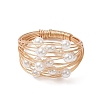 Round Shell Pearl Finger Rings for Women RJEW-JR00972-2