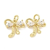 Brass with Clear Cubic Zirconia Charms with Jump Rings KK-Q820-09G-1