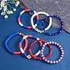 7Pcs 7 Style Handmade Polymer Clay Heishi Surfer Stretch Bracelets Set BJEW-SW00076-6