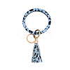 Leopard Print Pattern PU Imitaition Leather Bangle Keychains KEYC-PW0009-08G-1