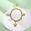 304 Stainless Steel Cable Chain Charm Bracelets BJEW-L708-01G-2