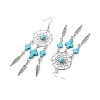 Cross Synthetic Turquoise Dangle Earrings EJEW-JE06330-01-4