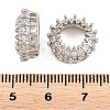 Crown Brass Clear Cubic Zirconia European Beads KK-B186-10P-3