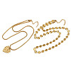 304 Stainless Steel Heart Pendant Flat Sequin Chain Double Layer Necklaces for Women LS-NJEW-F343-03G-5