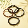 4Pcs 4 Size Natural Agate Round Beaded Stretch Bracelets Set BJEW-JB08196-2