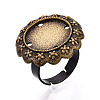 Adjustable Flower Alloy & Iron Bezel Cup Ring Base with Rotatable Tray MAK-T012-06B-1
