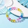 7.5mm Faceted Round Transparent Acrylic Beaded Stretch Bracelets BJEW-JB10249-02-4