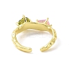 Colorful Cubic Zirconia Round & Rectangle Open Cuff Ring RJEW-F135-02G-3