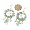 Natural Green Aventurine Chip & Dyed Quartz Crystal Beaded Ring Dangle Earrings EJEW-TA00357-02-3