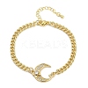 Brass Micro Pave Clear Cubic Zirconia Charm Bracelets LS-BJEW-M050-01G-02-4