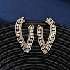 Brass Micro Pave Clear Cubic Zirconia V-Shaped Stud Earrings EJEW-D332-01G-1