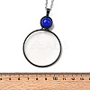 Flat Round Glass Magnifying Pendant Necklace for Women NJEW-K125-01B-04-3