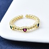 Brass Micro Pave Cubic Zirconia Open Cuff Rings for Women RJEW-F179-01G-4