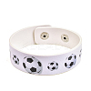 Football Pattern Leather Wide Cord Bracelet with Snap Button for Men Women GUQI-PW0001-097C-1