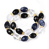 Natural Obsidian & Sodalite & Quartz Crystal Beads Strands G-N358-04A-02-3