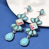 Alloy Synthetic Turquoise Dangle Stud Earrings LS-EJEW-U053-05AS-3