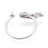 Fish Brass Micro Pave Clear Cubic Zirconia Cuff Ring Settings KK-T076-52P-3