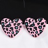 Heart Acrylic Printed Stud Earrings for Women EJEW-G418-01C-1