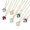 Maple Leaf Glass Pendant Necklaces NJEW-E105-13KCG-1