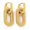 Grooved Oval 304 Stainless Steel Huggie Hoop Dangle Earrings for Women LS-EJEW-G392-01G-1