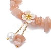 Natural Sunstone Chip Beaded Charm Bracelets BJEW-JB12312-01-3