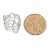 304 Stainless Steel Wave Open Cuff Ring for Women RJEW-M025-01P-5