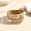 Feather Link Leather Multi-strand Bracelet PW-WG64100-01-1