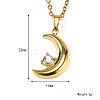 Retro Stainless Steel Clear Cubic Zirconia Moon Pendant Cable Chain Necklaces for Women MU9051-1-1