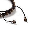 Natural Tiger Eye Round Beaded Stretch Bracelets & Braided Bead Bracelets BJEW-K251-04C-3