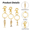 3Pcs Fish Brass Micro Pave Cubic Zirconia Keychains KEYC-HS00006-4