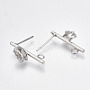 Brass Cubic Zirconia Stud Earring Findings KK-S348-350-2