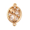 Brass Pave Clear Cubic Zirconia Connector Charms KK-Z066-10G-1