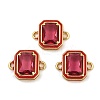 Brass Pave Glass Rectangle Connector Charms KK-Q043-09G-B-1-1