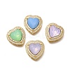 Heart Brass Glass Beads KK-Q043-27G-1